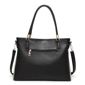 Luxe High End Two Tone Designer Tote Handbag in Black, Champagne, Pearl White or Red - BELLADONNA