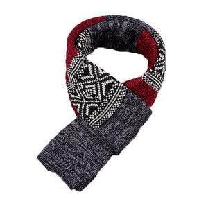 Trendy Autumn and Winter Gender Neutral Patterned Knit Wool Scarf - BELLADONNA