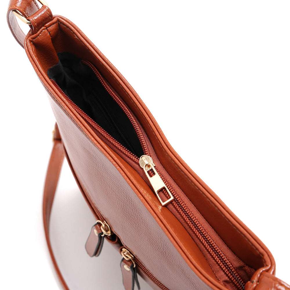 Trendy Double Front Pocket Soft Leather Messenger Bag in Black or Brown