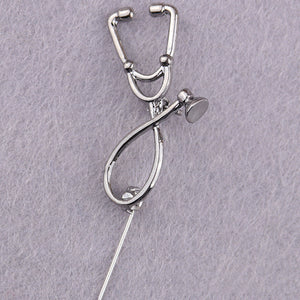 Novelty Stethoscope Metal Brooch in Silver or Gold - BELLADONNA