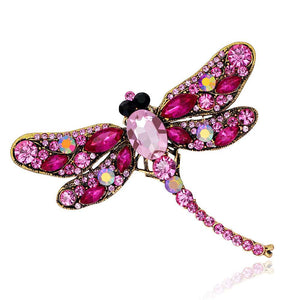 Exquisite Dragonfly with inlaid Crystals and Zirconia Brooch in Six Beautiful Colours - BELLADONNA