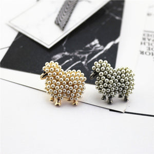 Cuteness Overload Pearl Lamb Brooch in Grey or Gold For your winter Coat, Scarf or Shawl - BELLADONNA