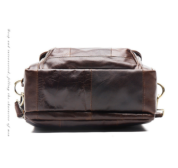 Mens Versatile Genuine Leather Large Capacity Business Shoulder Bag in Black and 3 Other Shades of Brown