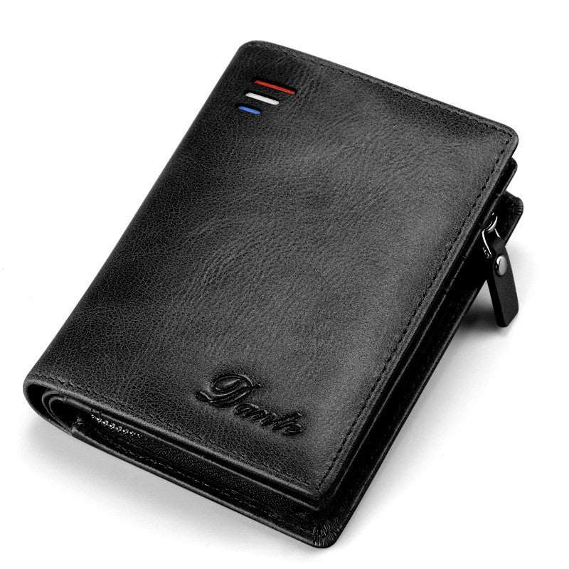 Men's Genuine Leather Short Wallet with Leather Zipper in Stunning Colours - BELLADONNA