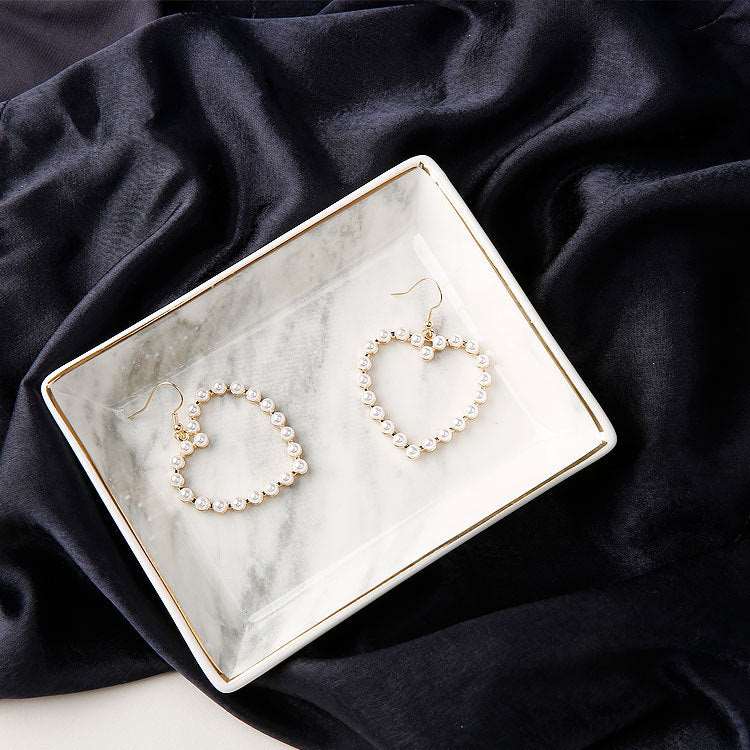 Elegant Creamy White Pearl Heart Shape Fashion Earrings for Pierced Ears - BELLADONNA