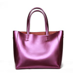 High Fashion Genuine Leather Double Layer with Metallic Finish Handbag in the Most Incredible Assorted Colours - BELLADONNA