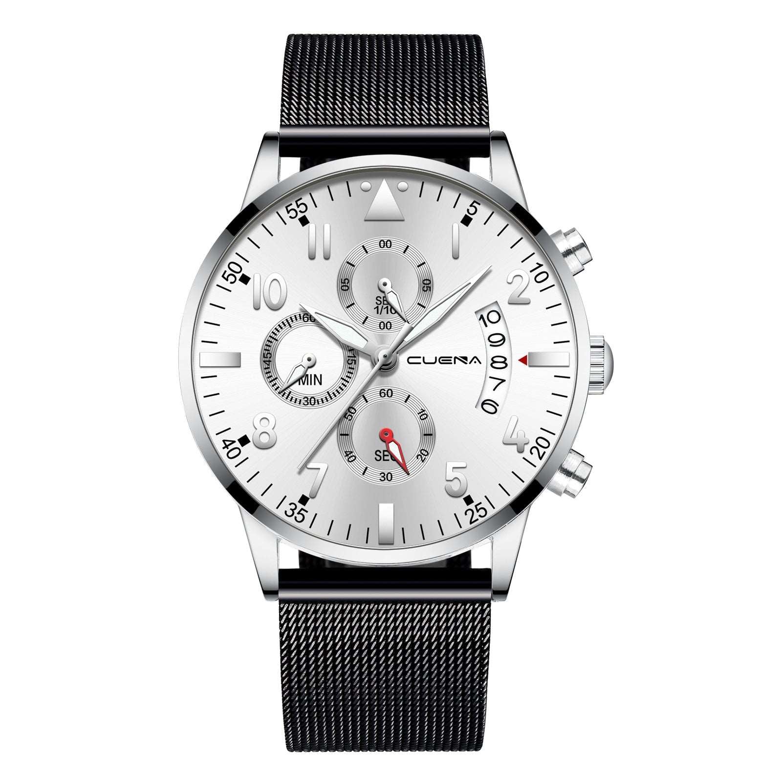Mens Stainless Steel Calendar Quartz Wrist Watch - BELLADONNA