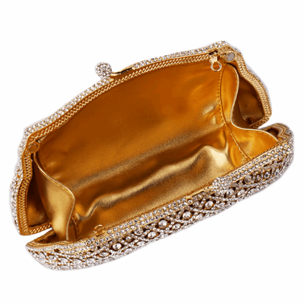 Ladies Glamorous Gold or Silver Dress Dinner Handbag with Shoulder Strap