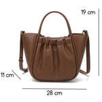Women's New Genuine Leather Niche Design Pleated Messenger Bag in Black, Brown and Golden Brown - BELLADONNA