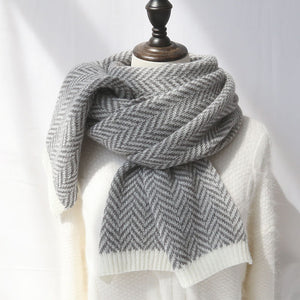 Warm Herringbone Cashmere Knit Winter Autumn Scarf in Six Pastel Colours - BELLADONNA