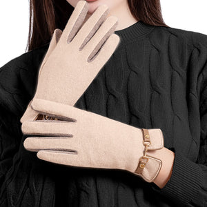 Women's Autumn And Winter Cashmere Gloves with inner Fleece - BELLADONNA
