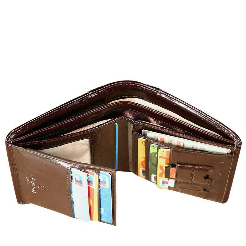 Mens Genuine Cowhide Leather Pocket Size Wallet in Black or Brown - BELLADONNA