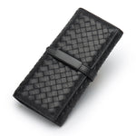 High End Women's Genuine Sheepskin Leather Basket Weave Wallet in Black, Navy Blue or Hot Pink