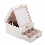 European Double Storage Jewellery Box in Black, Pink or White - BELLADONNA
