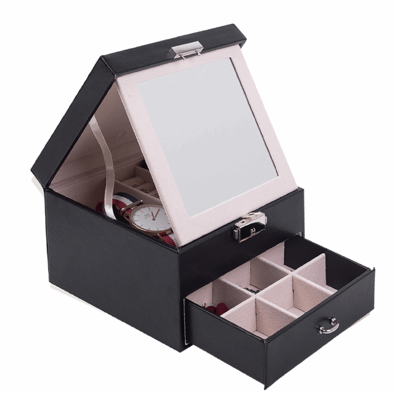 European Double Storage Jewellery Box in Black, Pink or White - BELLADONNA