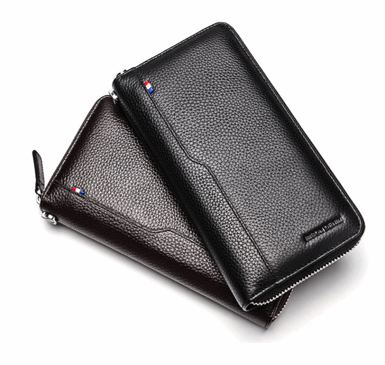 BISON DENIM Genuine Leather RFID Large Wallet for the Traveling Man in or Brown | BELLADONNA