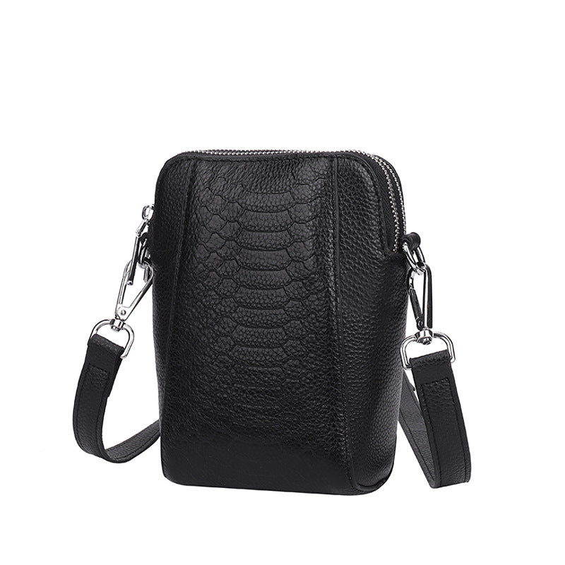 Genuine Cowhide Leather Gender Neutral Messenger Mobile Phone Bag in Assorted Colours - BELLADONNA