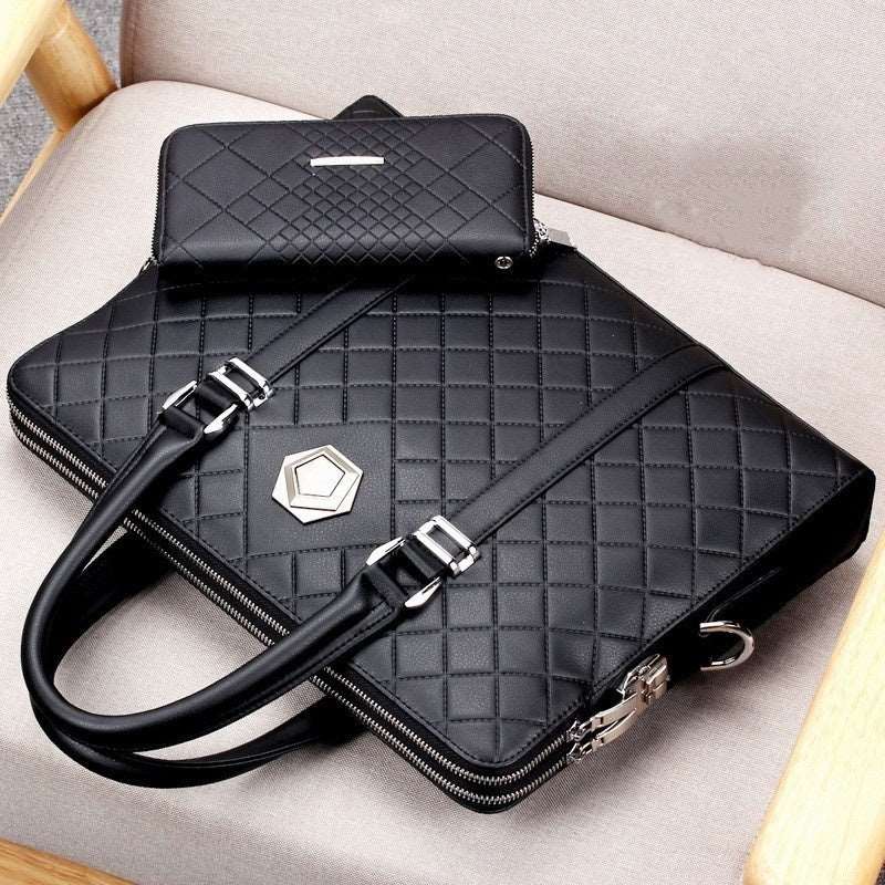 Men's Professional Genuine Cowhide Leather Business Bag With Wallet Phone Holder - BELLADONNA