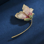 Luxurious Gradients of Colour Cubic Zirconia Tulip Brooch Accessory for Clothing or a Scarf or Shawl - BELLADONNA