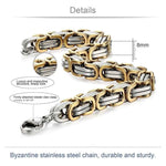 Men's Two Tone 8mm Byzantine Link Stainless Steel Necklace and Bracelet Set - BELLADONNA