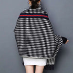 Autumn And Winter  Women's Elegant Warm Outer Wear Houndstooth Shawl with Pockets in 3 Colours - BELLADONNA