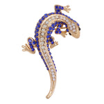 Adorable Fashionable Cubic Zirconia Lizard Gold Plated Brooch in either Blue or Pink - BELLADONNA
