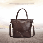 Genuine Leather Leisure Tote Handbag in Brown