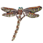 Beautiful Shades of Autumn Crystal Dragonfly Brooch for Scarf or Shawl - BELLADONNA