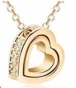 Heart Inlaid with Sparkly White Zirconias Necklace in Silver, Gold , Rose Gold - BELLADONNA