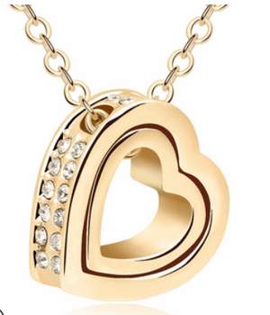 Heart Inlaid with Sparkly White Zirconias Necklace in Silver, Gold , Rose Gold - BELLADONNA