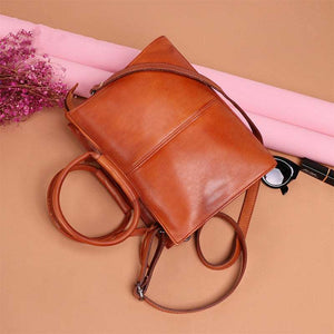 Womens Stylish Genuine Leather Business Office Style Handbag with Handle and Shoulder Strap in Black or Brown - BELLADONNA