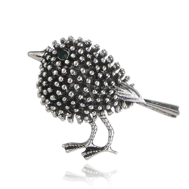 Cute Little Thrush Bird Brooch in Silver for Gold for Scarf or Pashmina - BELLADONNA