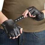 Trendy Men's And Women's Half-finger Leather Gloves - BELLADONNA