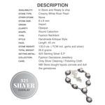 Natural White River Pearl. 925 Sterling Silver Necklace