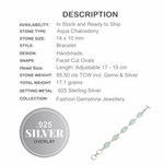 Handmade Aqua Green Chalcedony Oval .925 Silver Bracelet - BELLADONNA