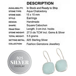 Handmade Aqua Blue Green Chalcedony .925 Silver Earrings