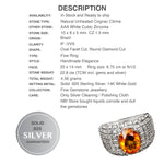 Deluxe Natural Unheated Cognac Citrine Solid .925 Sterling Silver 14K White Gold Ring Size 6.75 or N 1/2 - BELLADONNA