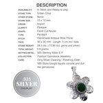 Handmade Green Onyx Floral Shape Gemstone 925 Sterling Silver Pendant
