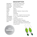 Handmade Natural Green Turquoise and Diopside Gemstone .925 Silver Earrings