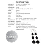 Handmade Mixed Shapes Black Onyx 925 Sterling Silver Drop Dangle Earrings