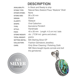 Victorian Natural Abalone Oval 925 Sterling Silver Pendant