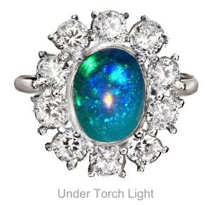 23.94 Cts Authentic Ethiopian Fire Opal Cz Gemstone Solid .925 Sterling Ring Size 7