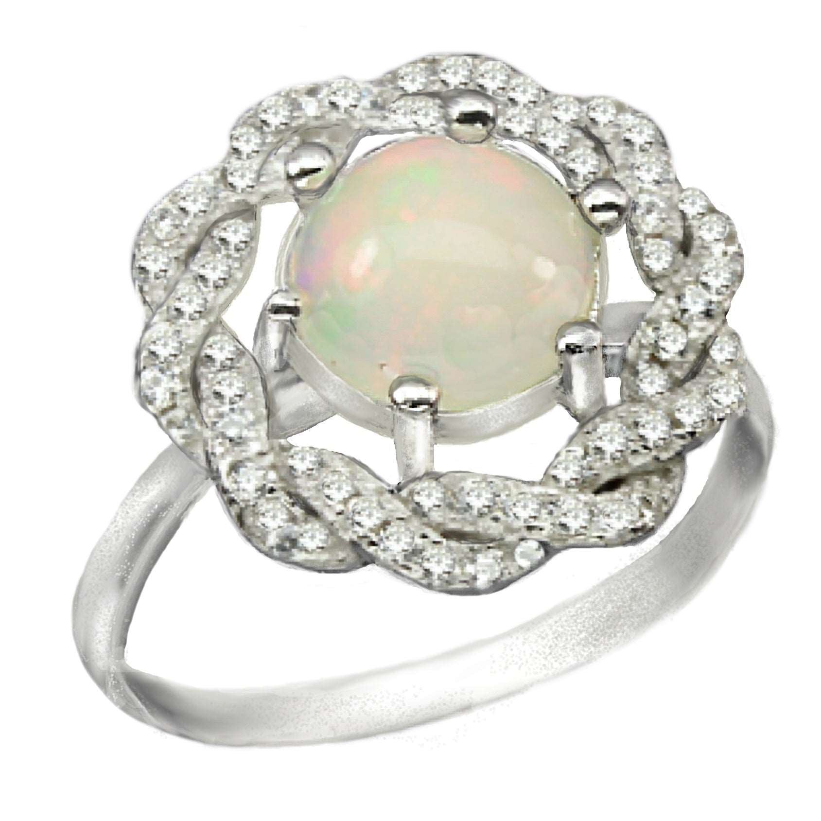24.05 Cts Ethiopian Fire Opal Cz Gemstone Solid .925 Sterling Ring Size 9