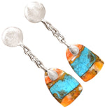 4.7 Grams Natural Spiny Oyster Arizona Turquoise Solid .925 Sterling Silver Earrings - BELLADONNA