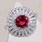 1ct Ruby & White Topaz .925 Solid Sterling Silver Ring Size 8 - BELLADONNA