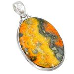 23.74 cts Incredible Indonesian Bumble Bee Jasper Solid .925 Sterling Silver Pendant - BELLADONNA