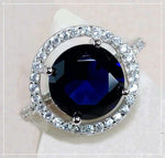 2 cts Blue Sapphire , White Topaz Genuine Solid.925 Sterling Silver Ring Size 8 - BELLADONNA