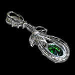 9.31 Cts Chrome Diopside, White Topaz In Solid .925 Sterling Silver Pendant