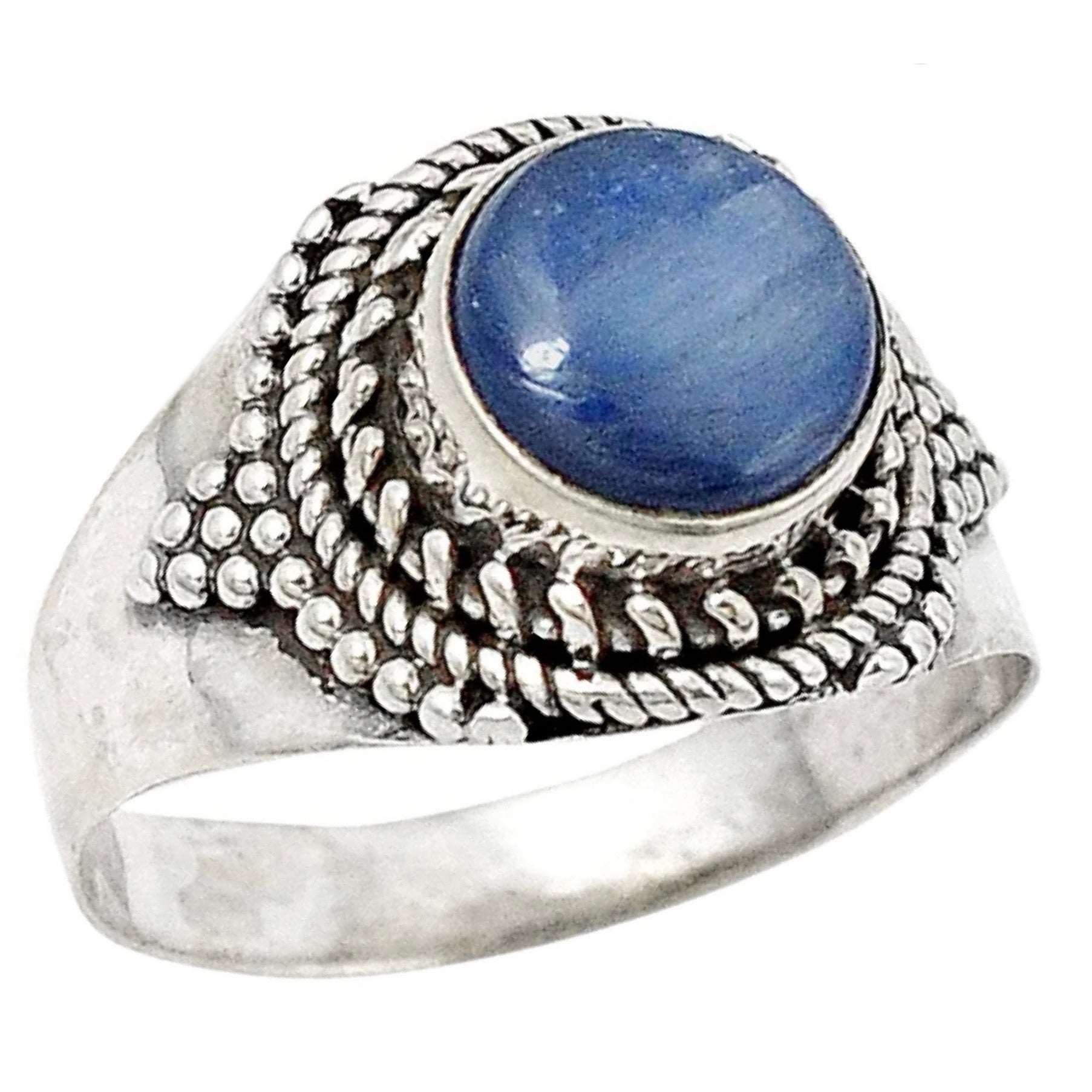 3.31 cts Natural Blue Kyanite Gemstone Solid .925 Sterling Silver Ring Size US 7 UK P
