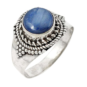 Genuine 3.31 ct Natural Blue Kyanite Gemstone Solid .925 Sterling Silver Ring Size 7 - BELLADONNA